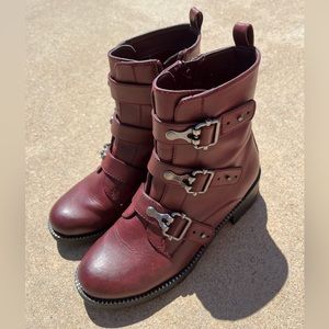 SO Brand Maroon Combat Boots Size 7 and a Half
